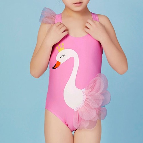 Girls Swan Swimsuit